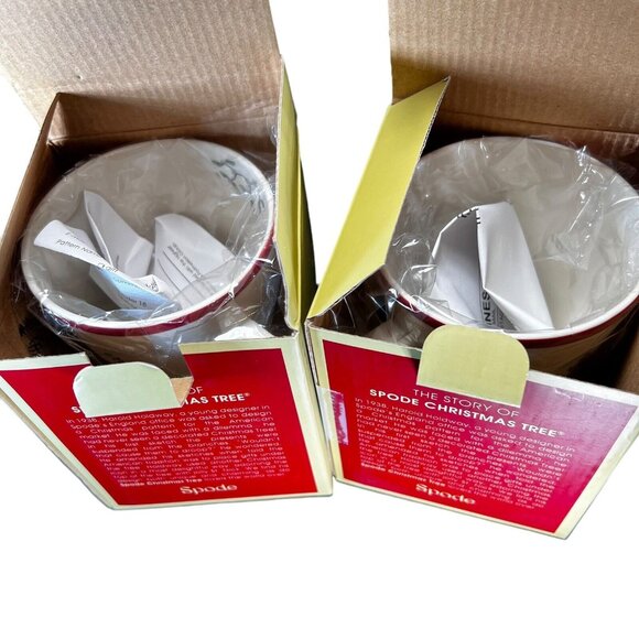 Spode Christmas Tree Red Trim Handle Mug 14 oz Holiday Original Box Lot of 2 NEW - Picture 4 of 13